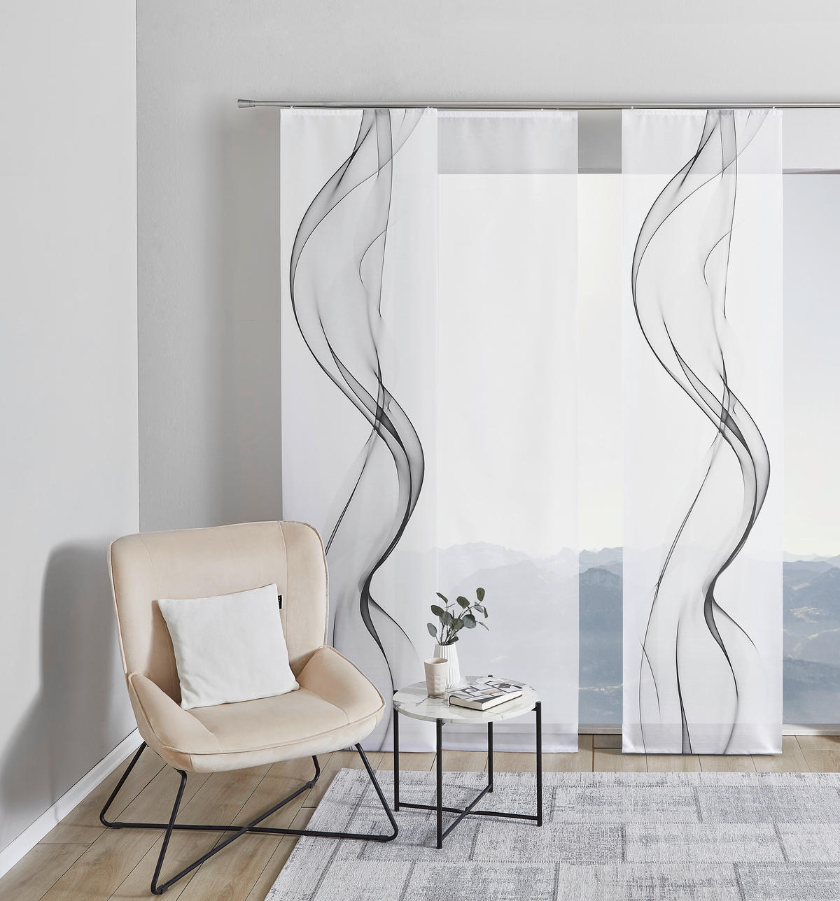 FLÄCHENVORHANG in Grau, Weiß halbtransparent  - Weiß/Grau, Design, Textil (60/245cm) - Novel