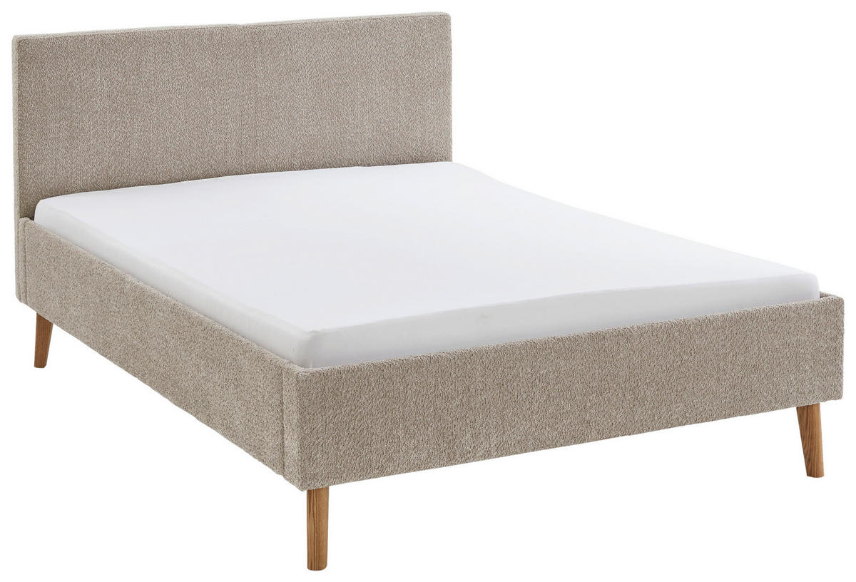 POLSTERBETT 140/200 cm  in Taupe  - Taupe/Eichefarben, Basics, Holz/Textil (140/200cm) - Boxxx