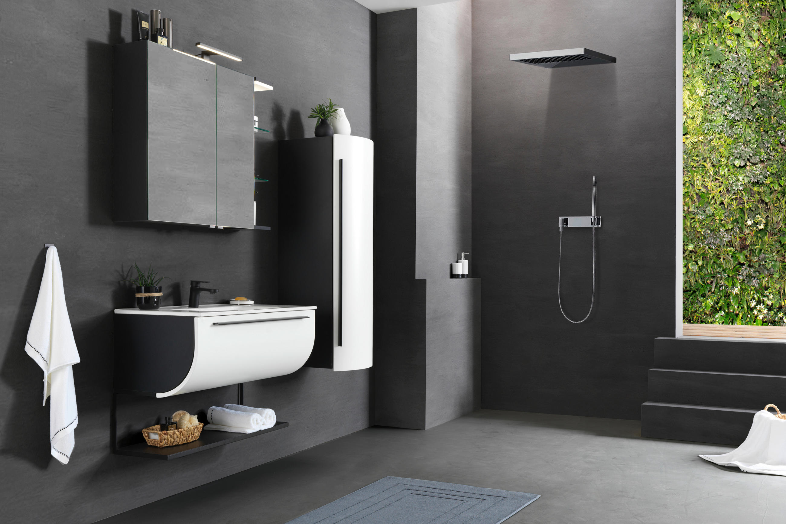 BADEZIMMER  in 91 cm  - Weiss/Schwarz, Modern, Glas/Holzwerkstoff (91cm) - Dieter Knoll