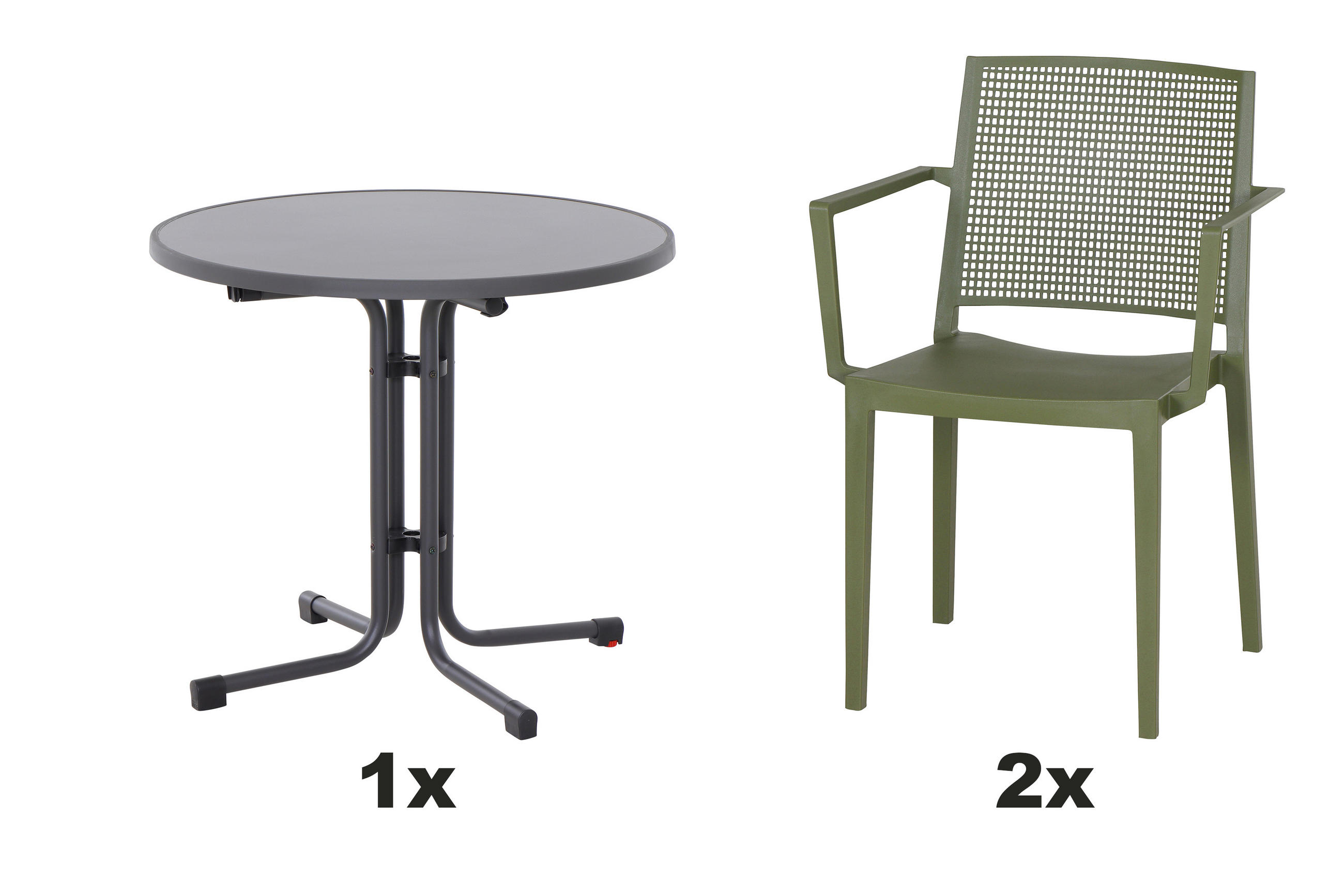 GARTENGARNITUR 3-teilig  - Anthrazit/Grün, Basics, Holzwerkstoff/Kunststoff (80/80/80cm) - Siena Garden