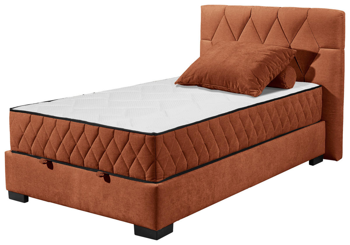 BOXBETT 120/200 cm  in Cognac  - Cognac/Schwarz, Modern, Holzwerkstoff/Kunststoff (120/200cm) - MID.YOU