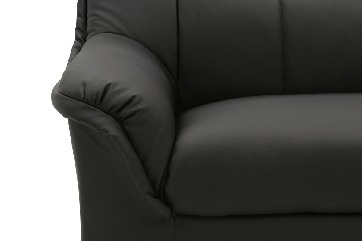 2-SITZER-SOFA BERLIN FK Lederlook Schwarz  - Schwarz, KONVENTIONELL, Kunststoff/Textil (143/89/90cm) - MID.YOU