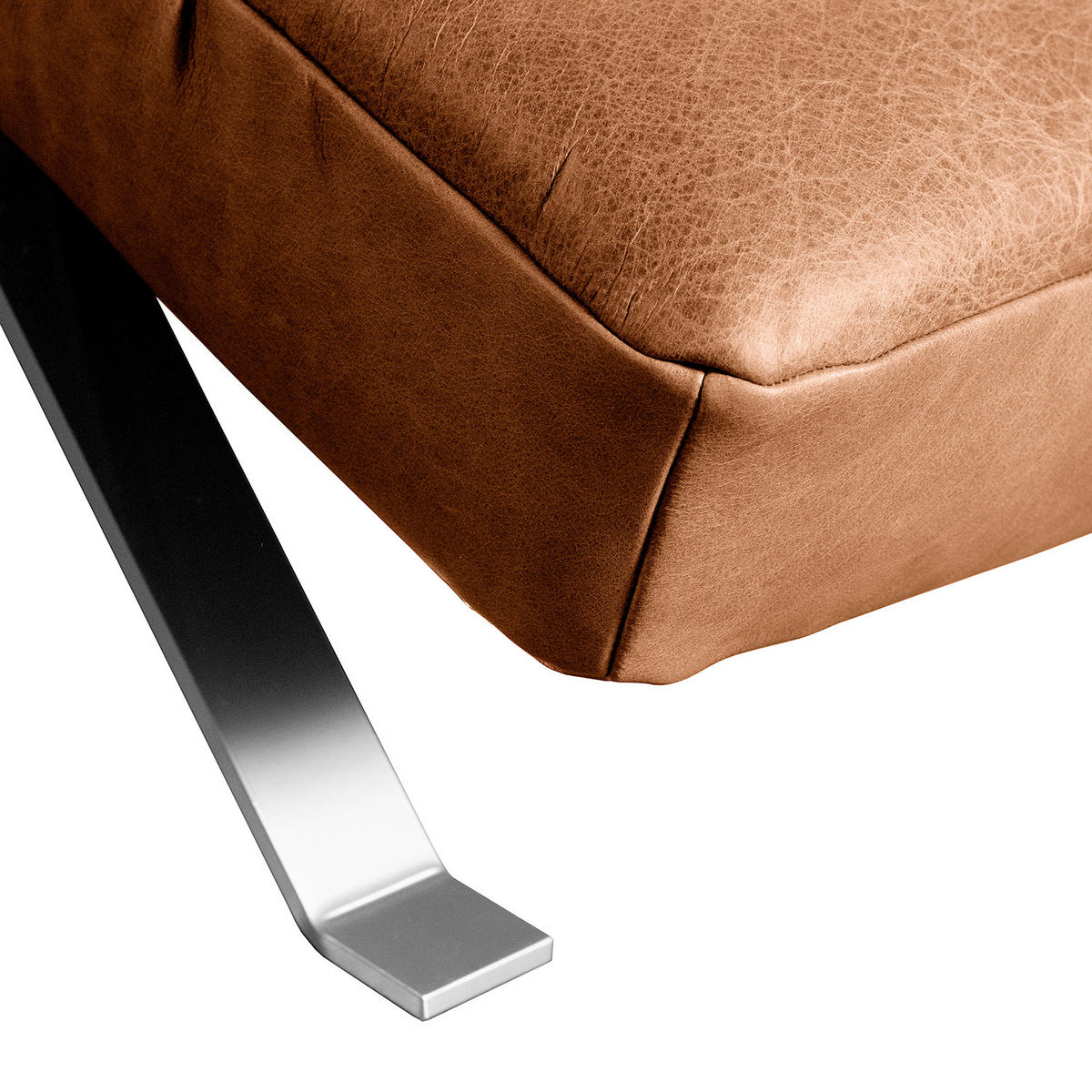 RELAXLIEGE in Echtleder Rostfarben, Kastanienfarben  - Kastanienfarben/Rostfarben, Design, Leder/Metall (65/65-95/171cm) - Livetastic