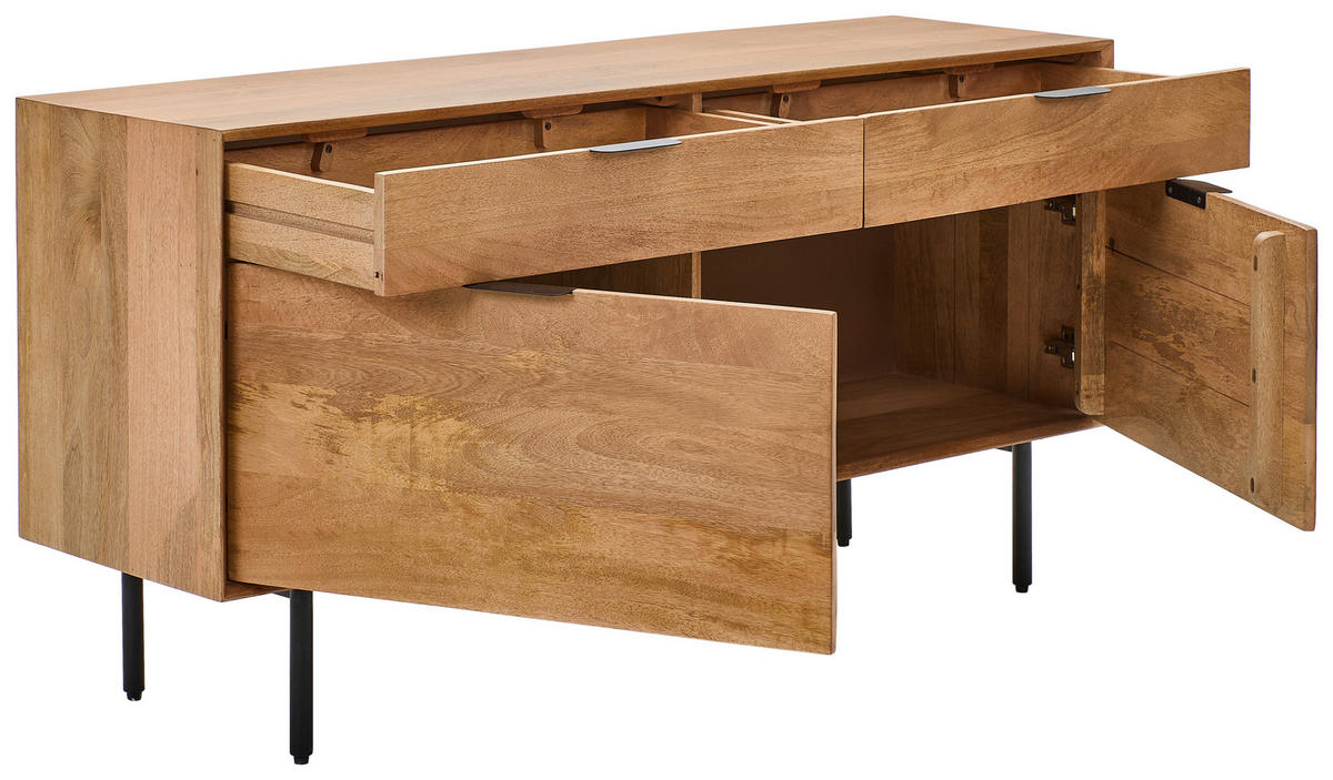 SIDEBOARD  in 140/70/40 cm  - Schwarz/Naturfarben, LIFESTYLE, Holz/Metall (140/70/40cm) - Livetastic