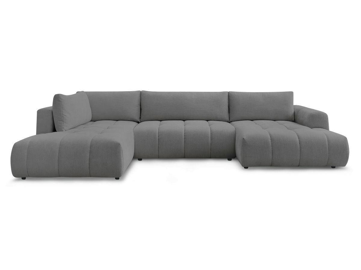 WOHNLANDSCHAFT  FUJI  Dunkelgrau Leinenoptik  - Dunkelgrau/Schwarz, MODERN, Kunststoff/Textil (204/377/160cm)