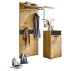 GARDEROBE 3-teilig  in 150/195/37 cm  - Eichefarben/Schwarz, Design, Glas/Holz (150/195/37cm)