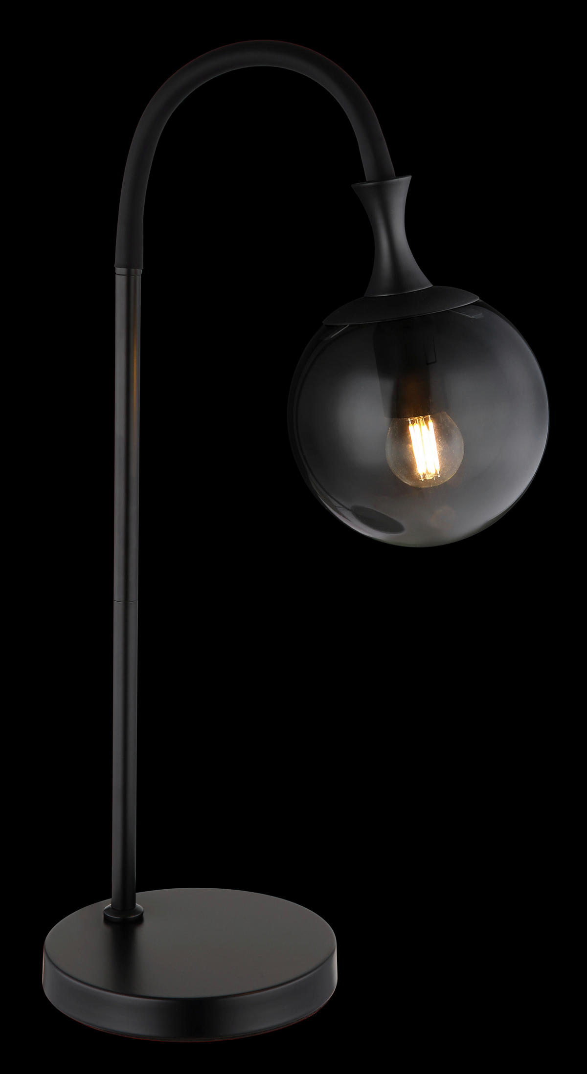 STOLNÍ LAMPA, E27, 22,5/18/57,5 cm - šedá/černá, Design, kov/sklo (22,5/18/57,5cm) - Globo