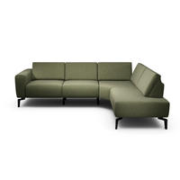 ECKSOFA Cosy in Samt Waldgrün  256/193 cm  - Waldgrün/Schwarz, Design, Textil/Metall (256/193cm) - SENSOO