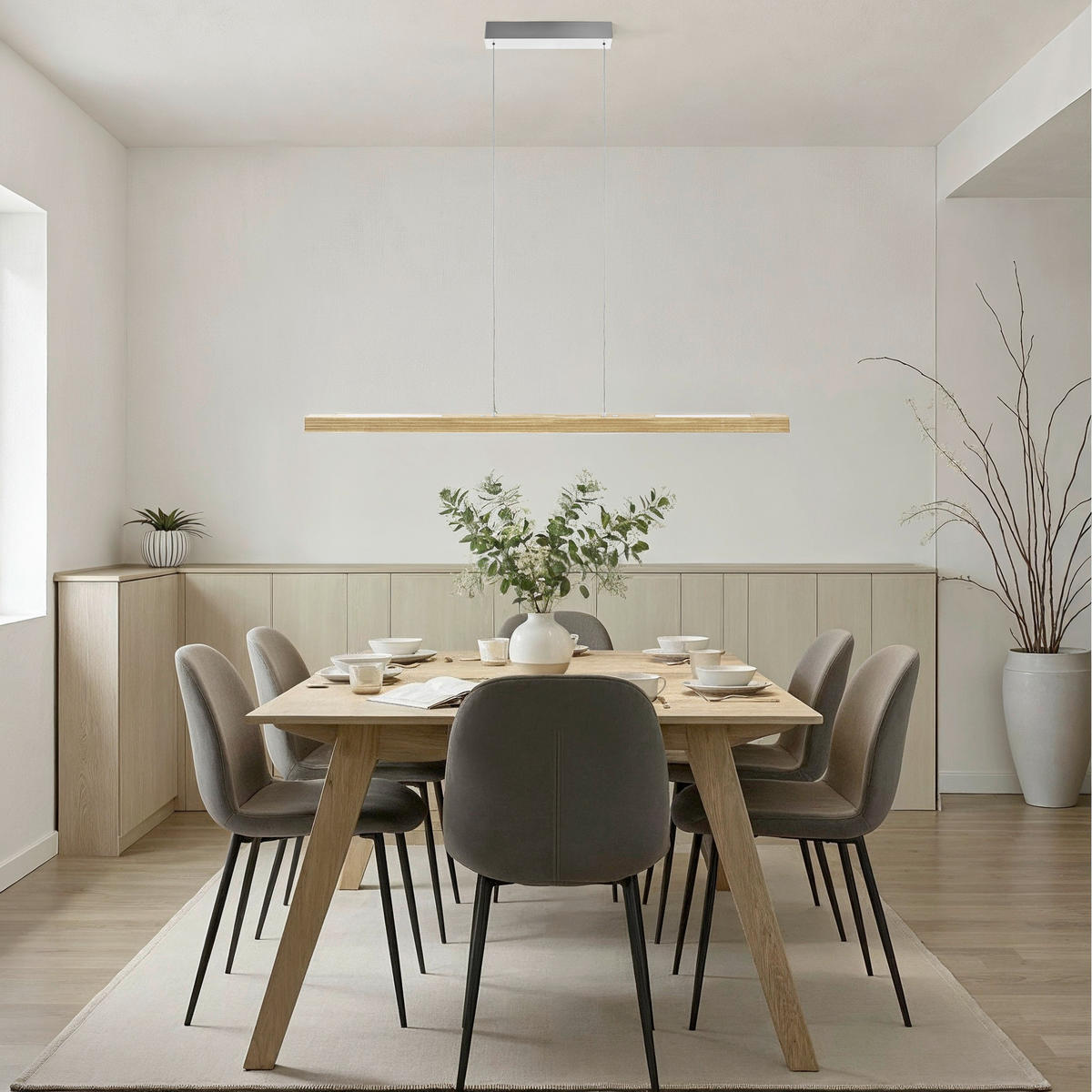 LED-HÄNGELEUCHTE 130/4/70-160 cm    - Silberfarben/Braun, Natur, Holz/Metall (130/4/70-160cm) - Herzblut