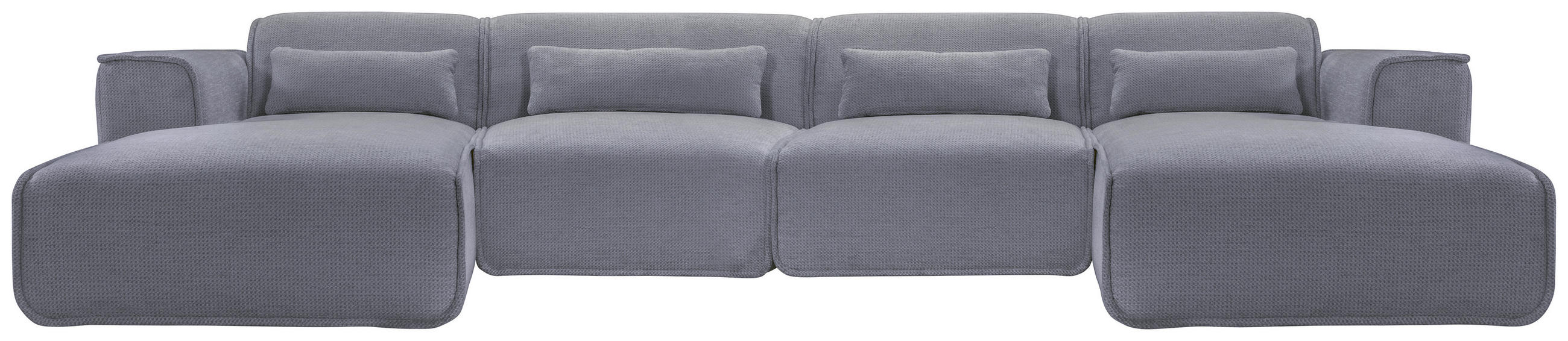 WOHNLANDSCHAFT Flachgewebe Blaugrau  - Blaugrau/Schwarz, Design, Kunststoff/Textil (165/386/165cm) - Lomoco