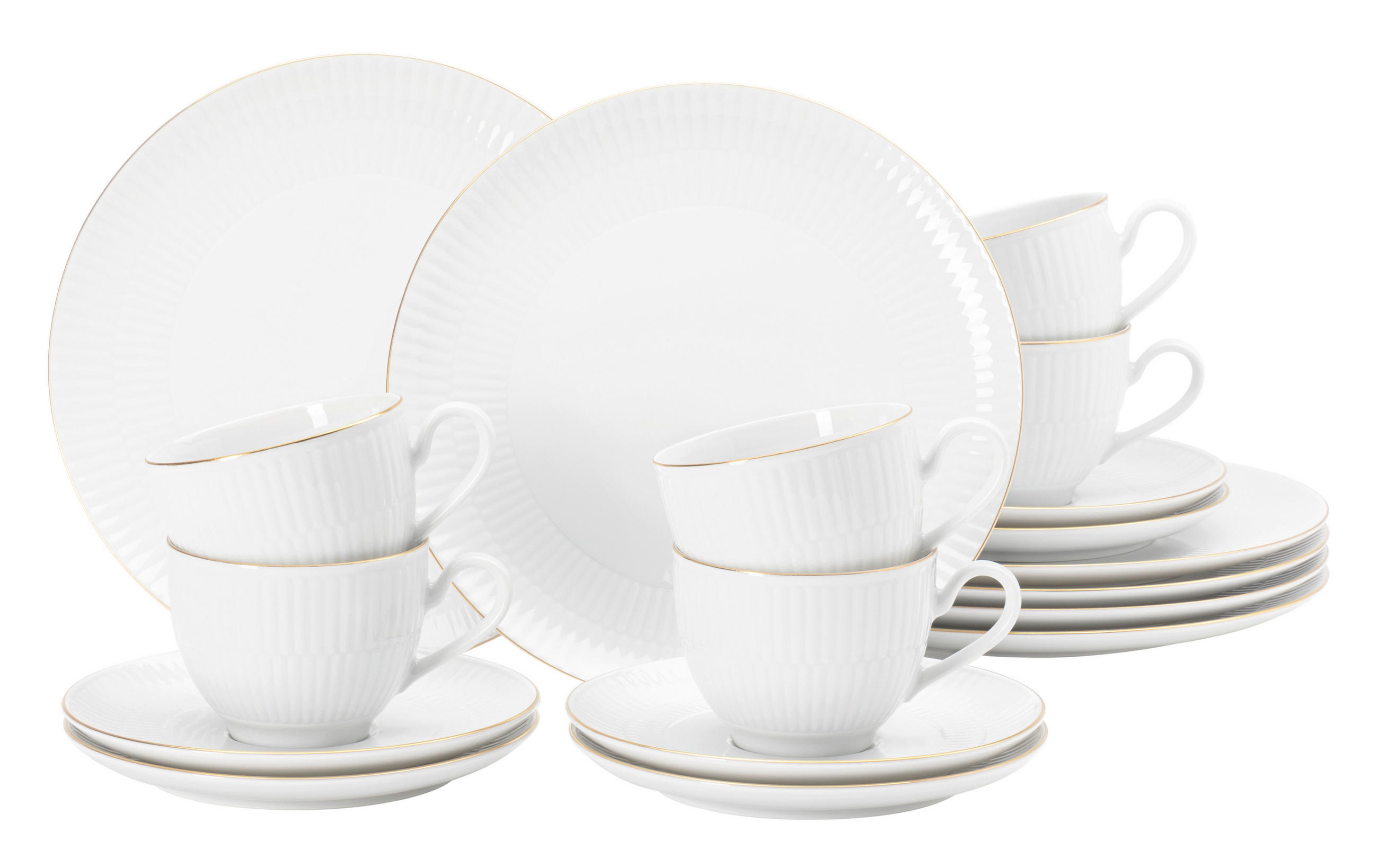 KAFFEESERVICE Amina 18-teilig  - Weiss Hochglanz/Goldfarben, Keramik (4,599kg) - Seltmann Weiden