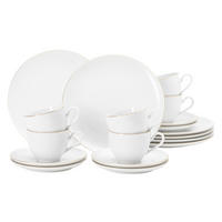 KAFFEESERVICE Amina 18-teilig  - Weiss Hochglanz/Goldfarben, Keramik (4,599kg) - Seltmann Weiden