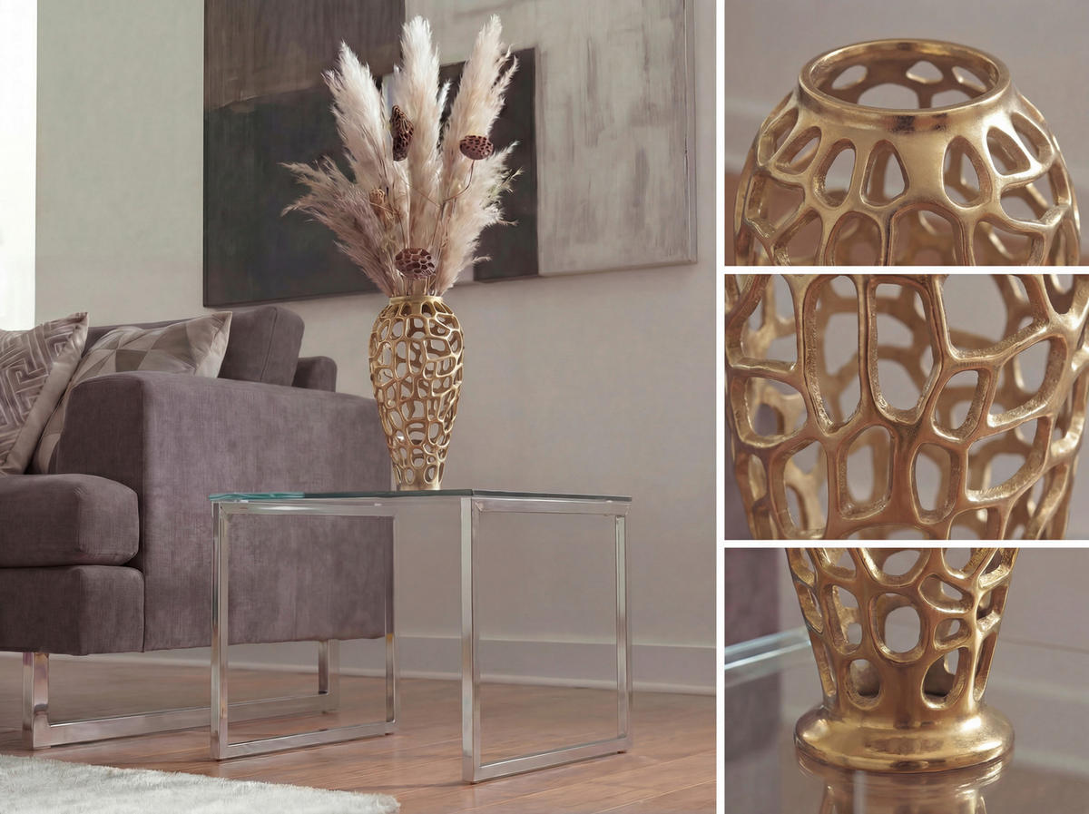 VASE 45 cm  - Goldfarben, Design, Metall (19/45cm) - Livetastic