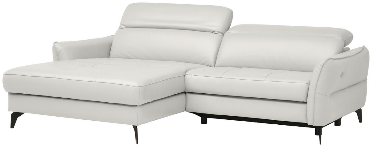 ECKSOFA Creme Echtleder  - Creme/Schwarz, Design, Leder/Metall (175/246cm) - Livetastic