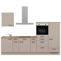 KÜCHENBLOCK 300 cm   in Eichefarben, Sandfarben  - Sandfarben/Eichefarben, MODERN, Holzwerkstoff/Metall (300cm) - Nobilia