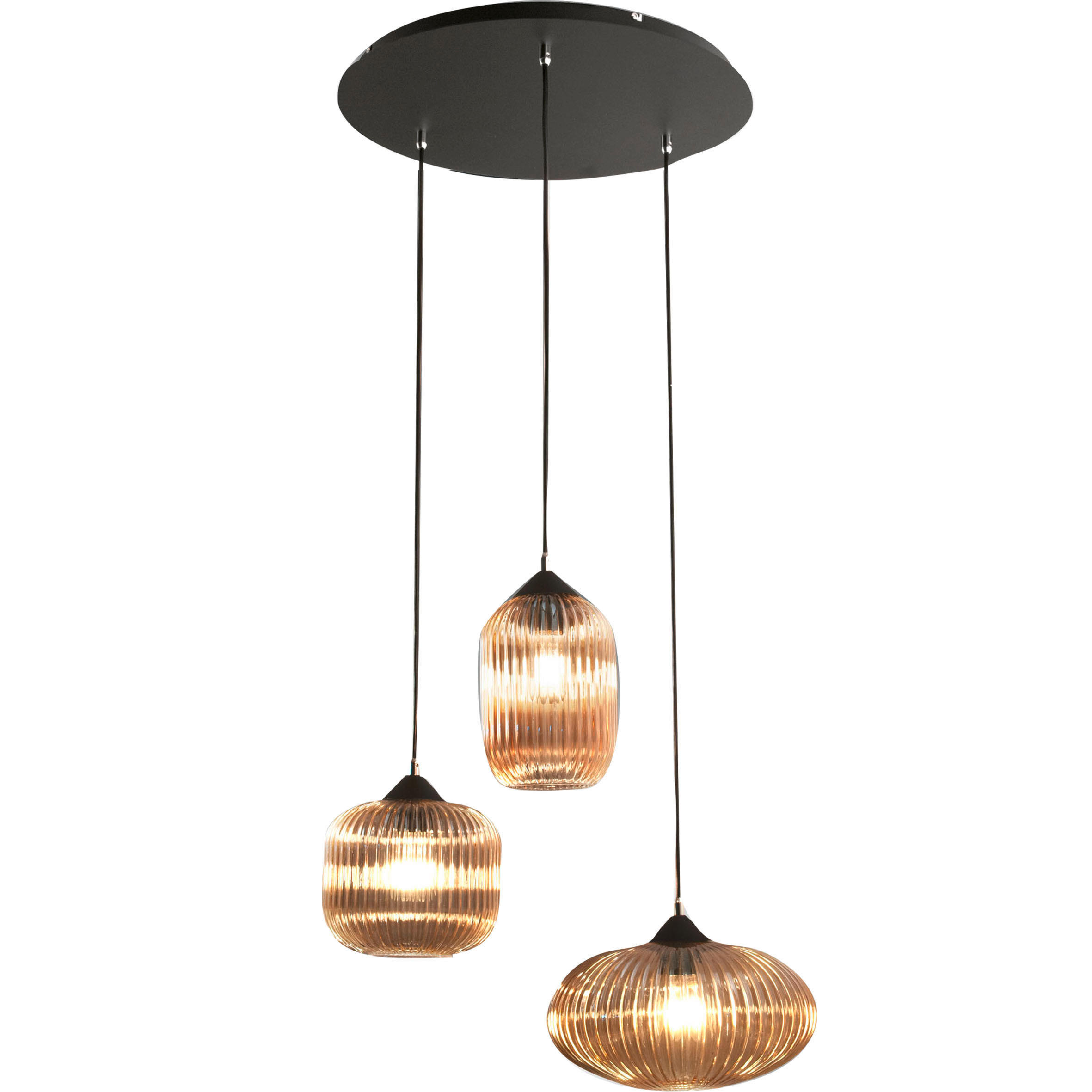 PENDELLEUCHTE 50/200 cm  - Schwarz, Design, Glas/Metall (50/200cm) - Fabas Luce