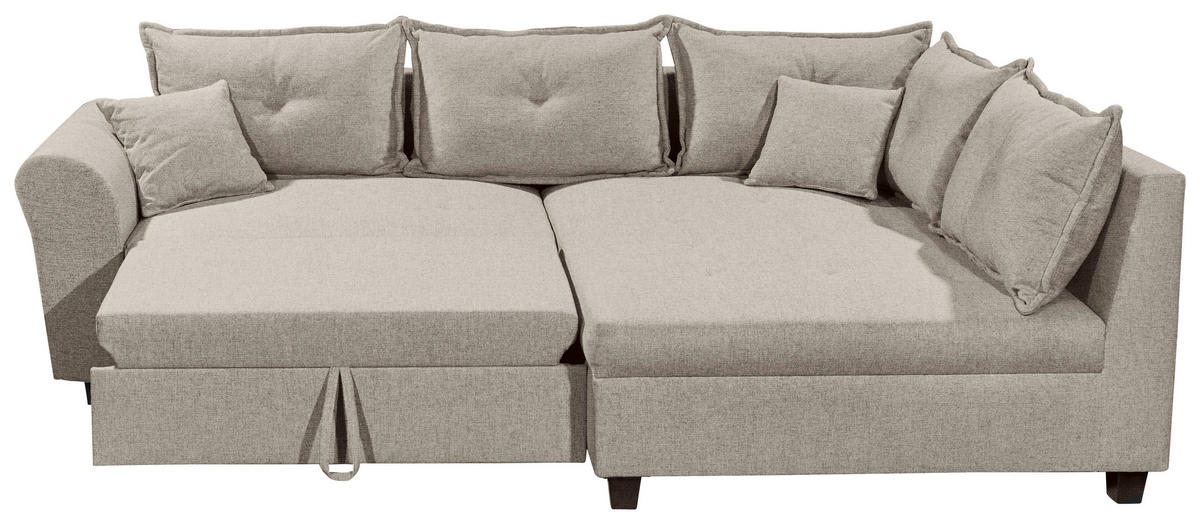 HÖRNSOFFA i vävt tyg sandfärgad  - sandfärgad/svart, Modern, textil/plast (252/175cm) - Livetastic
