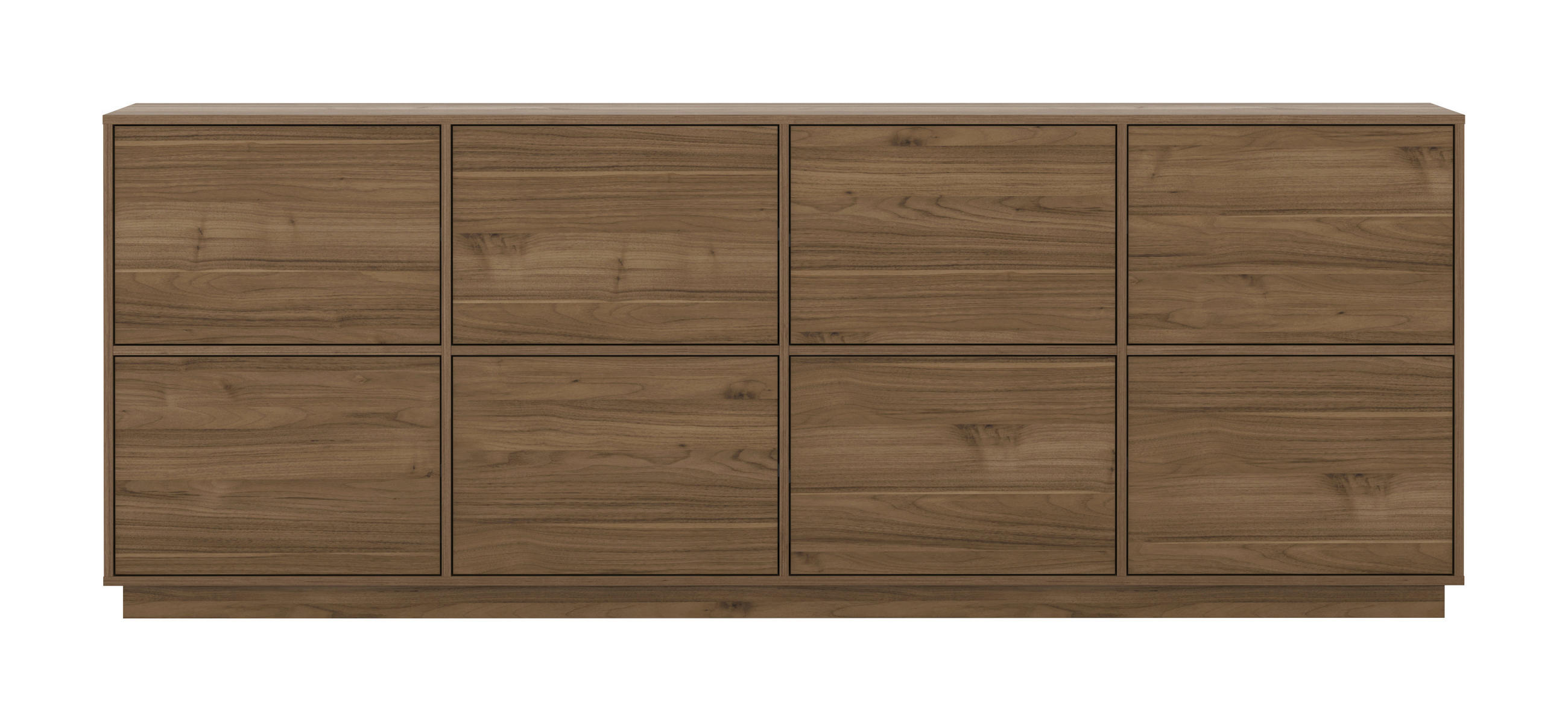 SIDEBOARD Japandi  in 220,5/45/41,5 cm  - Nussbaumfarben, Design, Holzwerkstoff (220,5/45/41,5cm) - MID.YOU