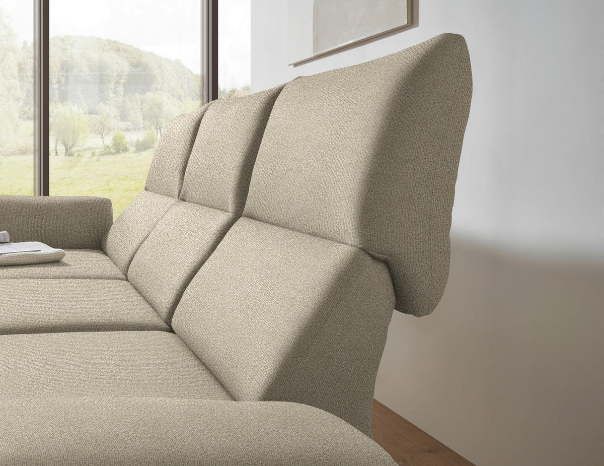 ECKSOFA  in Flachgewebe Beige  175-224/255-365 cm  - Beige/Schwarz, Design, Textil/Metall (175-224/255-365cm) - Dieter Knoll
