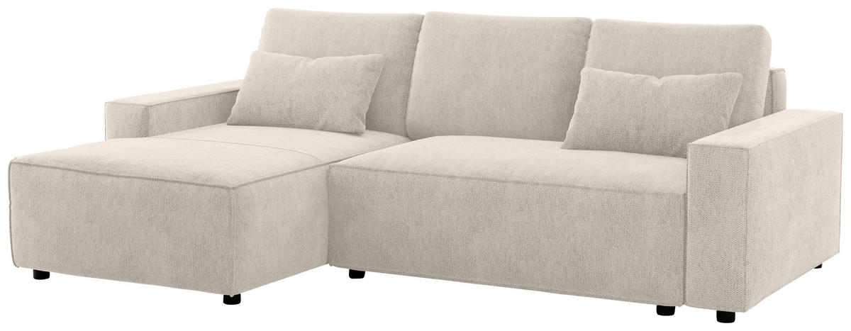 ECKSCHLAFSOFA in Chenille Beige  - Beige/Schwarz, Modern, Kunststoff/Textil (154/247cm) - Livetastic