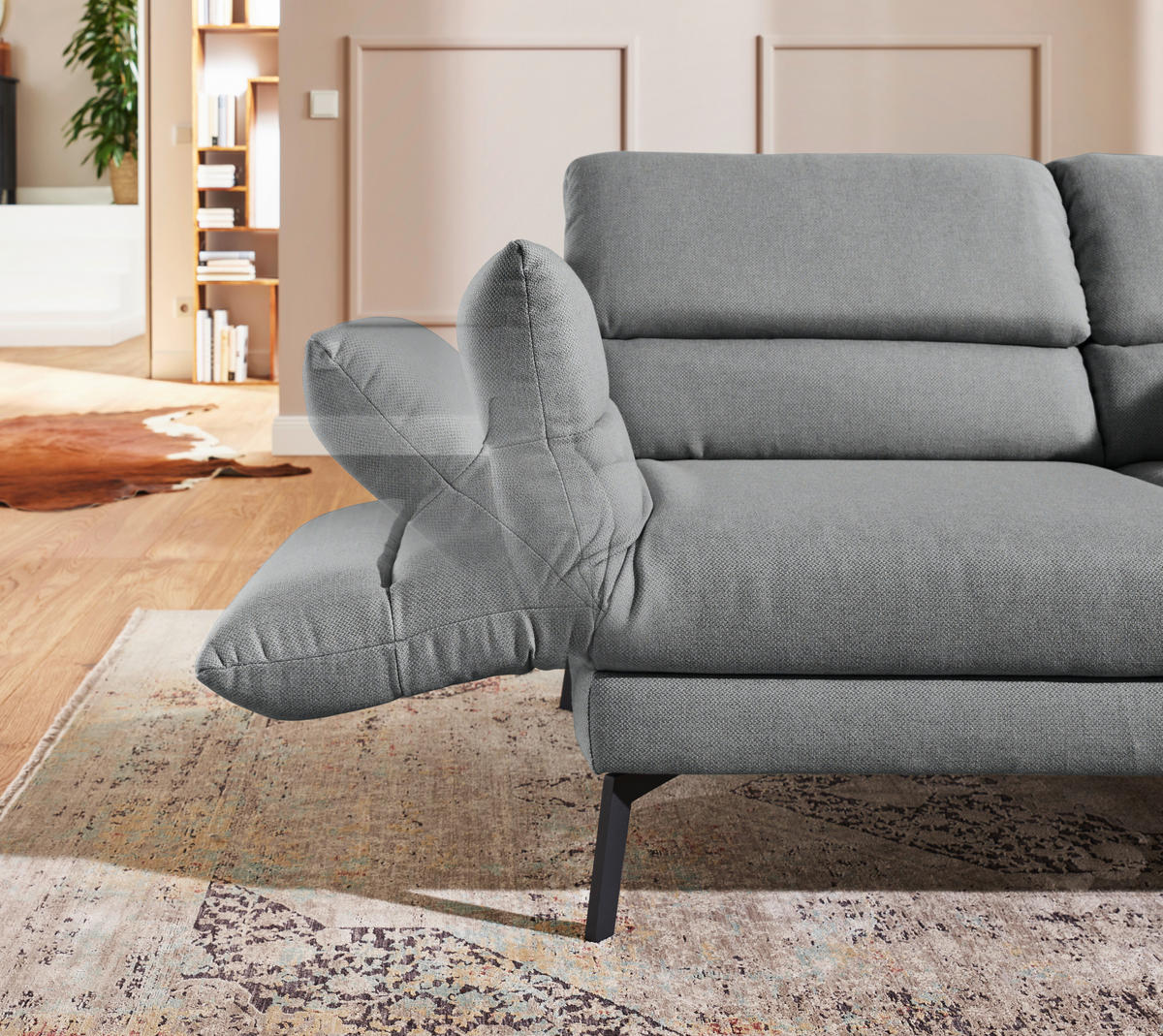 2-SITZER-SOFA Flachgewebe Grau  - Schwarz/Grau, Design, Textil/Metall (178-226/83-113/96-177cm) - Dieter Knoll