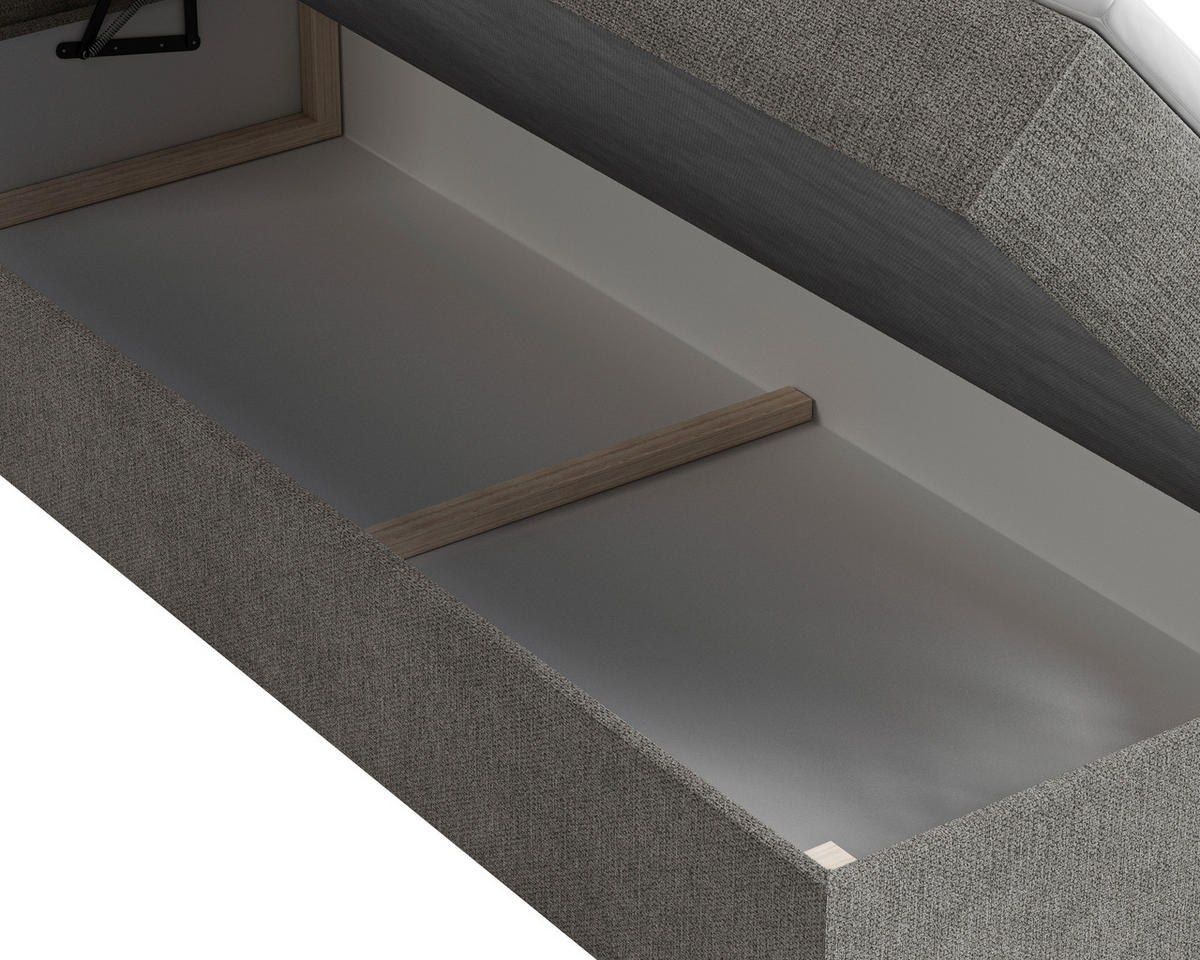 BOXBETT 140/200 cm,  in Anthrazit, Bettkasten, Topper,  - Anthrazit/Schwarz, MODERN, Holz/Kunststoff (140/200cm) - MID.YOU