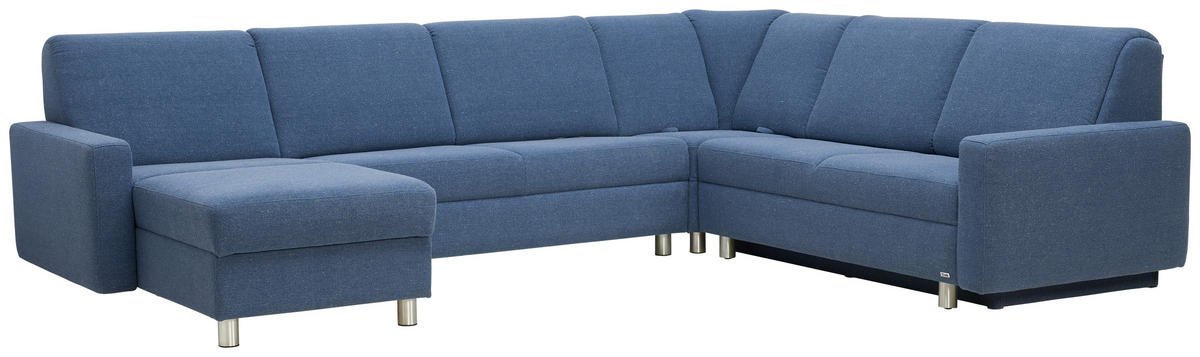 WOHNLANDSCHAFT in Jacquard Blau, Petrol  - Blau/Petrol, KONVENTIONELL, Kunststoff/Textil (158/322/236cm) - Sedda