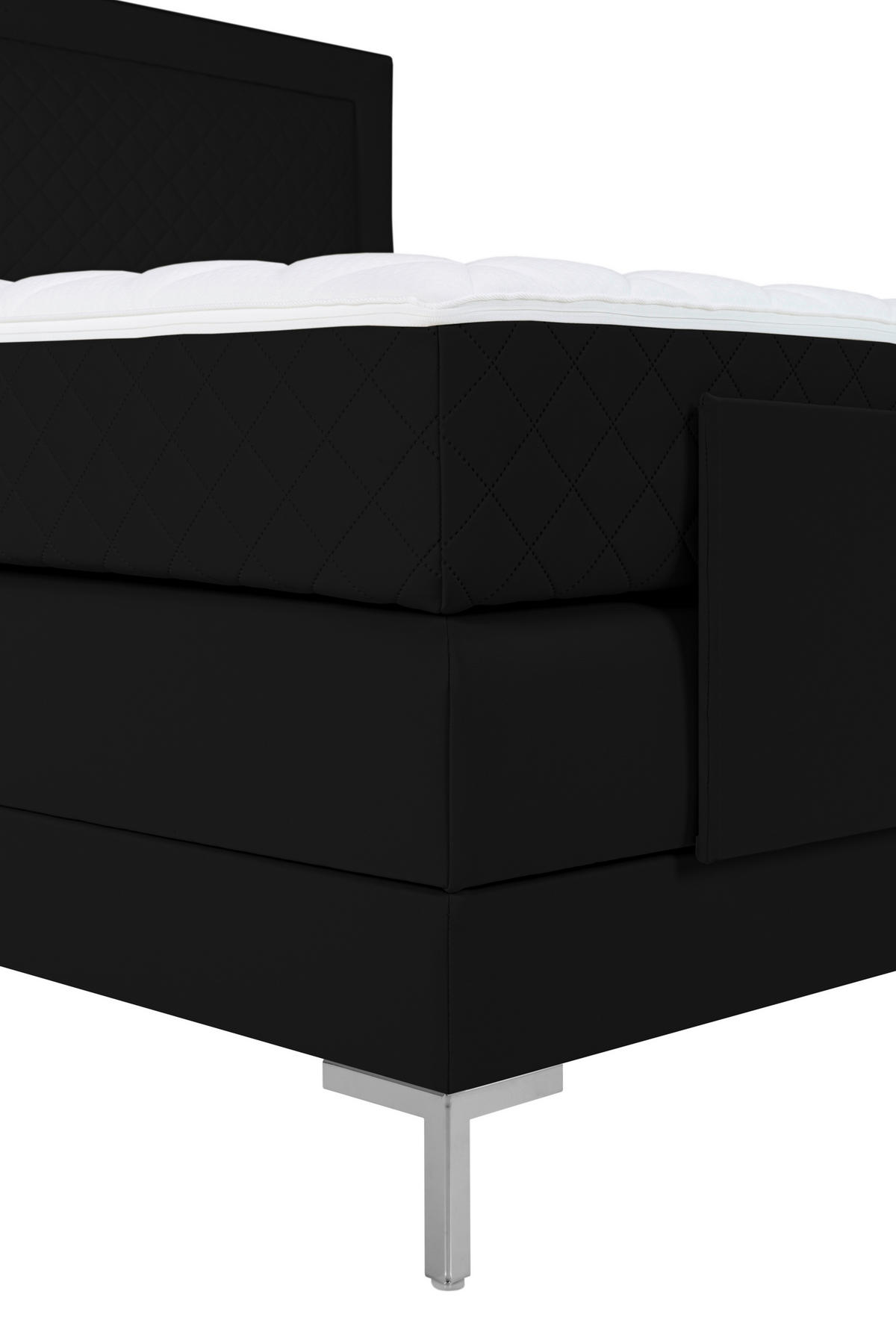 BOXSPRINGBETT 180/200 cm  in Schwarz  - Alufarben/Schwarz, Design, Textil/Metall (180/200cm) - Welnova