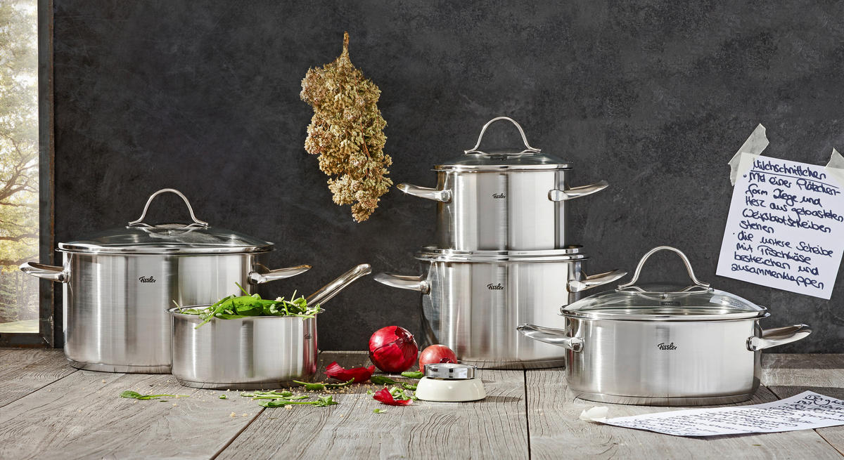 KOCHTOPFSET Paris 5-teilig  - Klar/Silberfarben, Basics, Glas/Metall - Fissler
