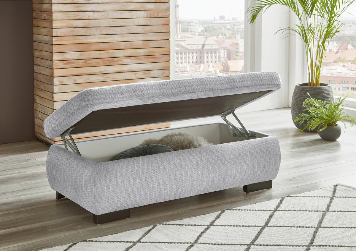 ECKSOFA in Flachgewebe Silberfarben  - Silberfarben/Schwarz, Design, Textil/Metall (174/297cm) - Beldomo Style