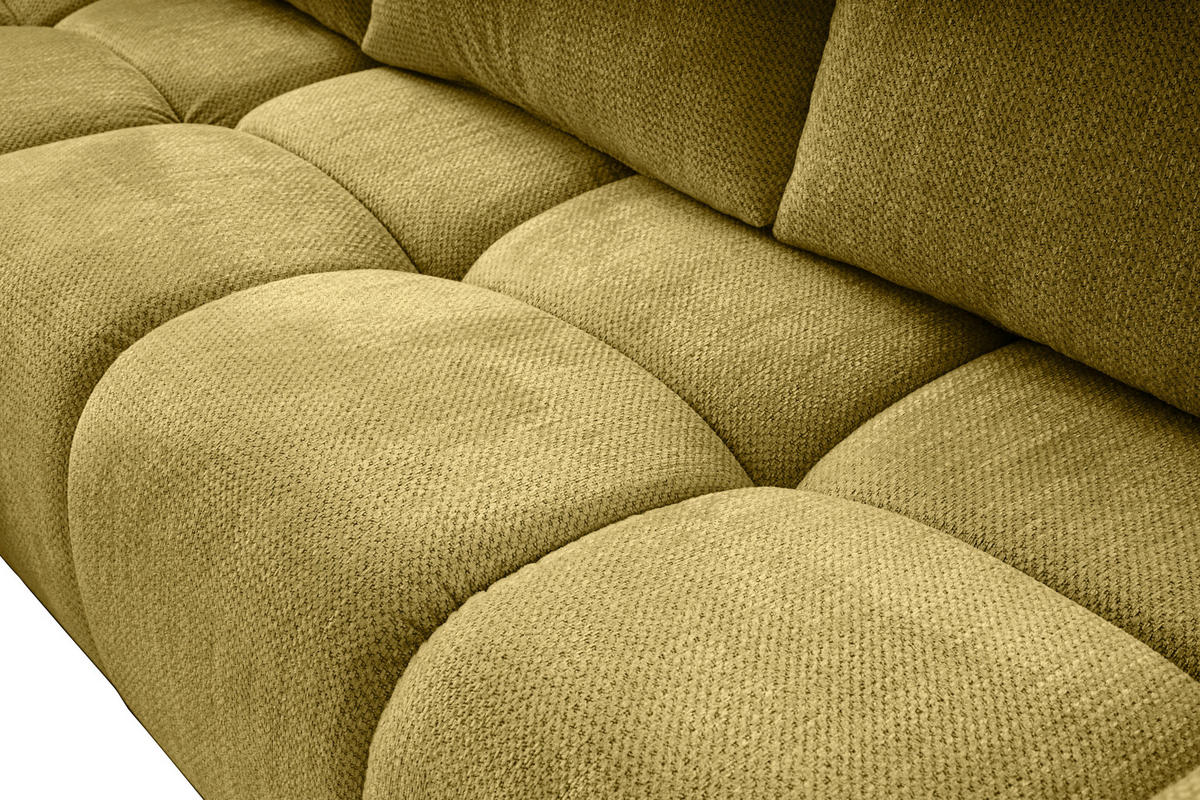 ECKSOFA Senfgelb Chenille  - Senfgelb/Schwarz, Design, Textil/Metall (173/299cm) - Stylife