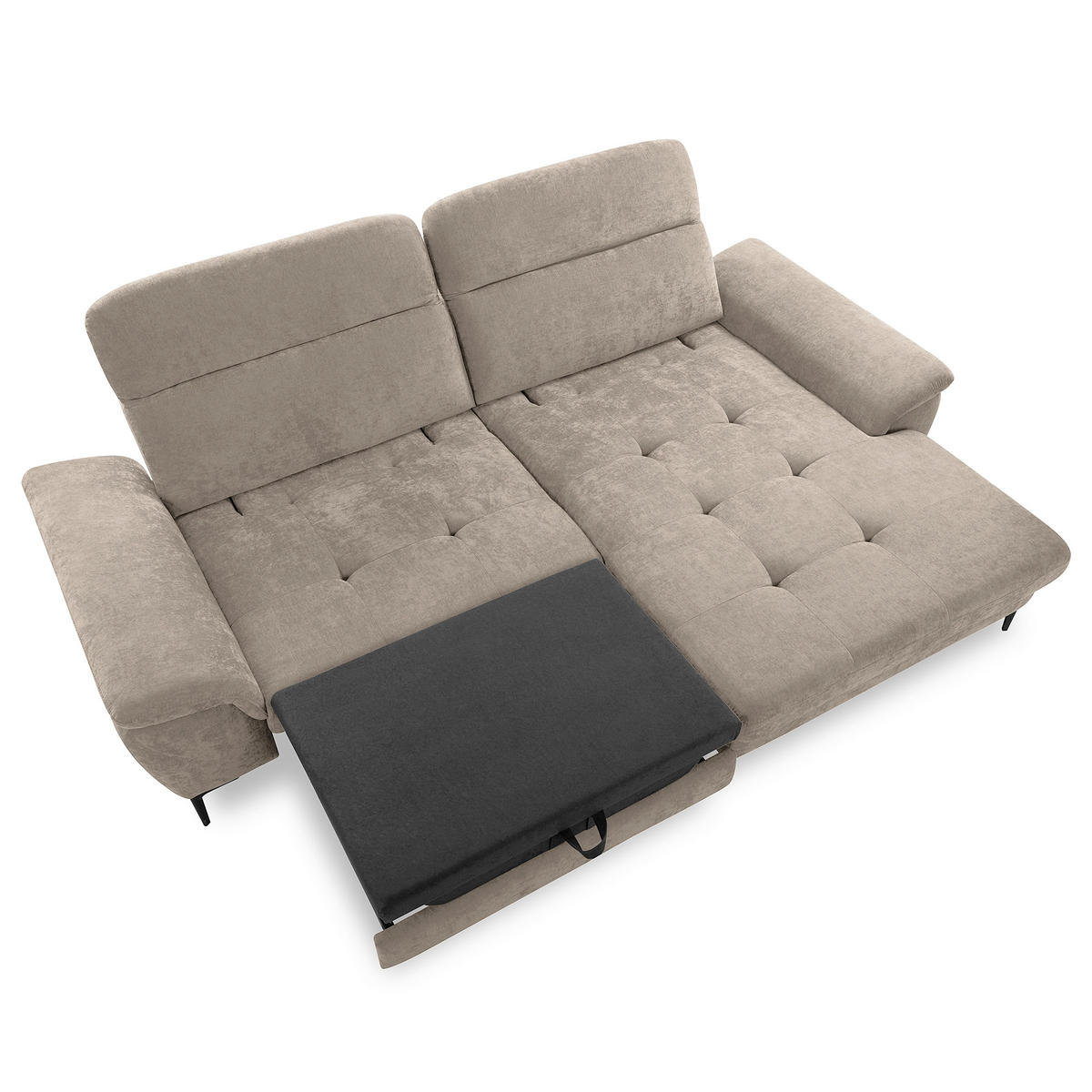 ECKSOFA  Webstoff Taupe  - Taupe/Schwarz, Design, Textil/Metall (268/195cm) - Livetastic