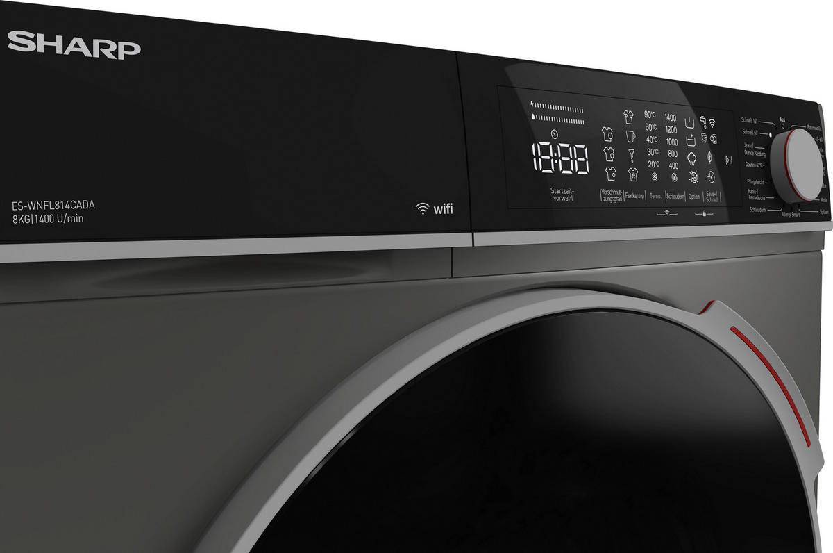 WASCHMASCHINE ES-WNFL814CADA-DE   - Grau, Basics, Glas/Kunststoff (55,7/84.5/59,7cm) - Sharp