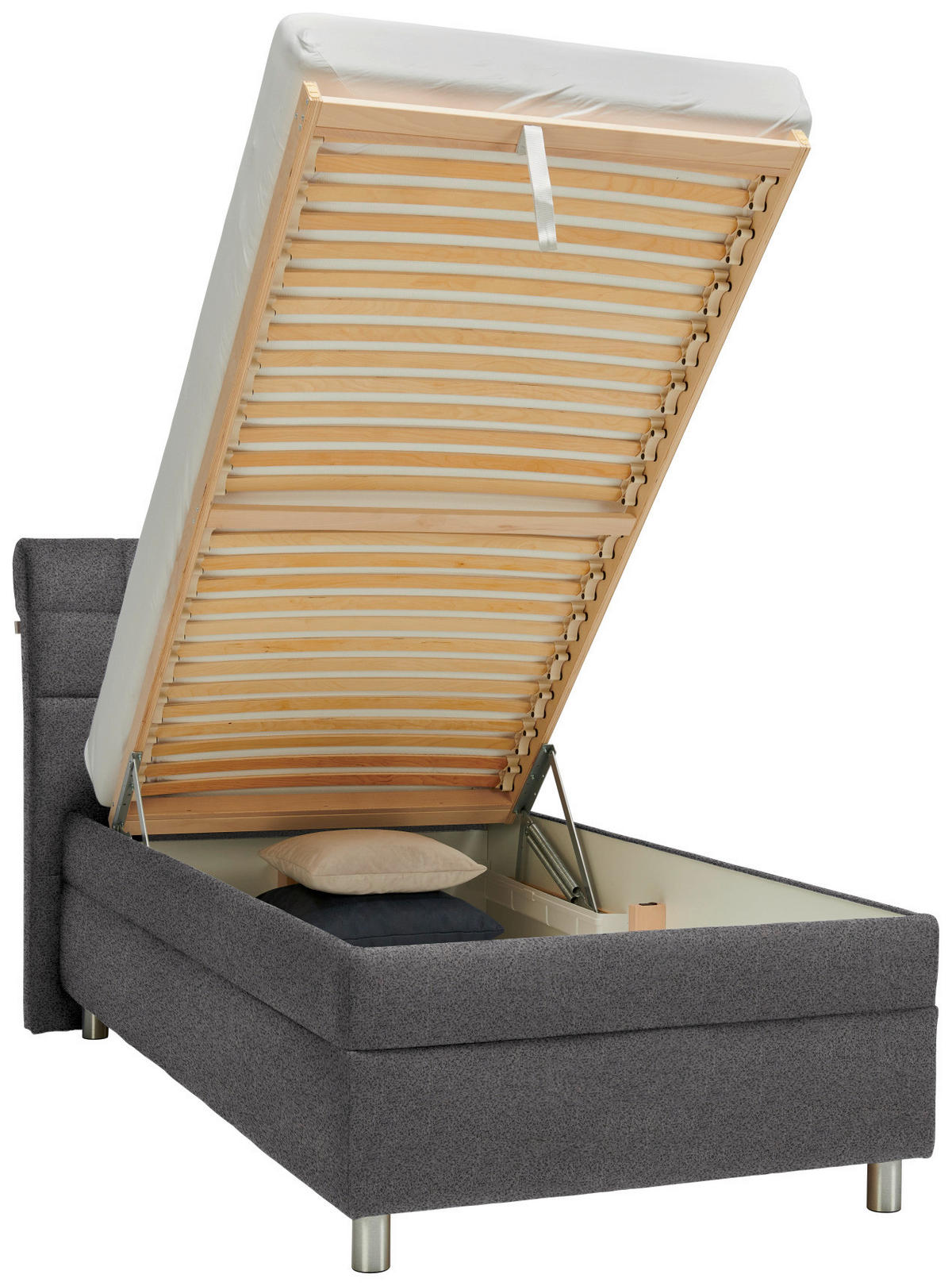 POLSTERBETT Matratze, Lattenrost Grau 100/200 cm  - Silberfarben/Weiß, KONVENTIONELL, Holz/Textil (100/200cm) - Esposa