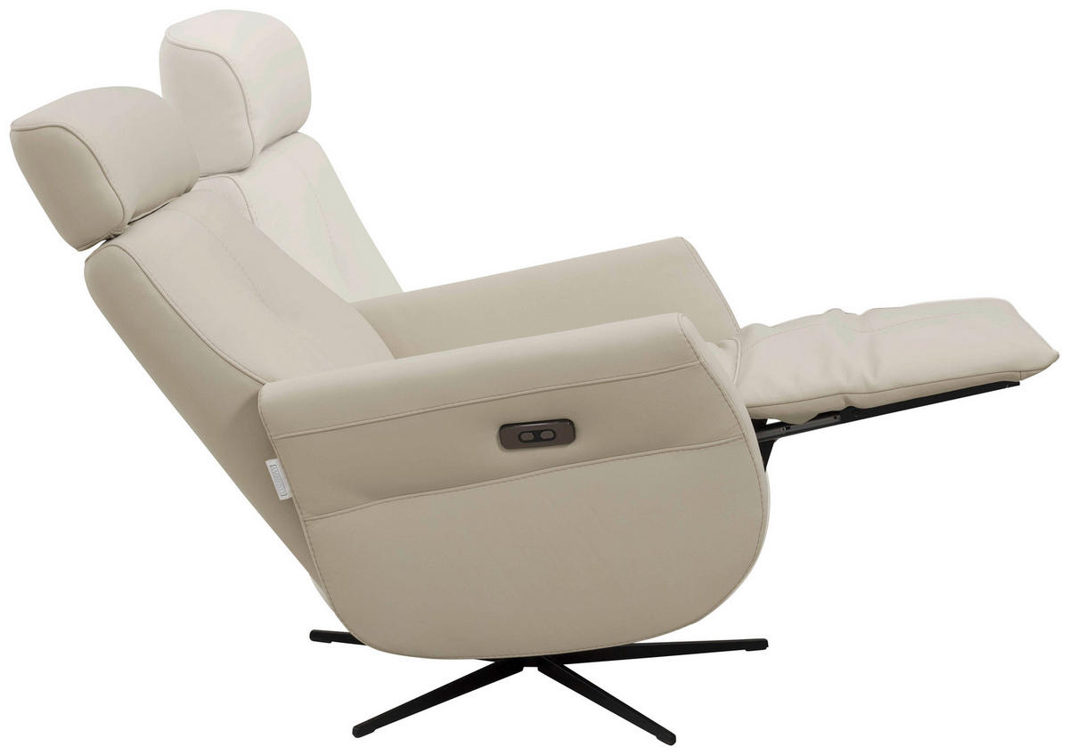 RELAXSESSEL Artù Echtleder Relaxfunktion, Kopfteilverstellung, Rücken echt    - Creme, Design, Leder (71/110/80cm) - Novel