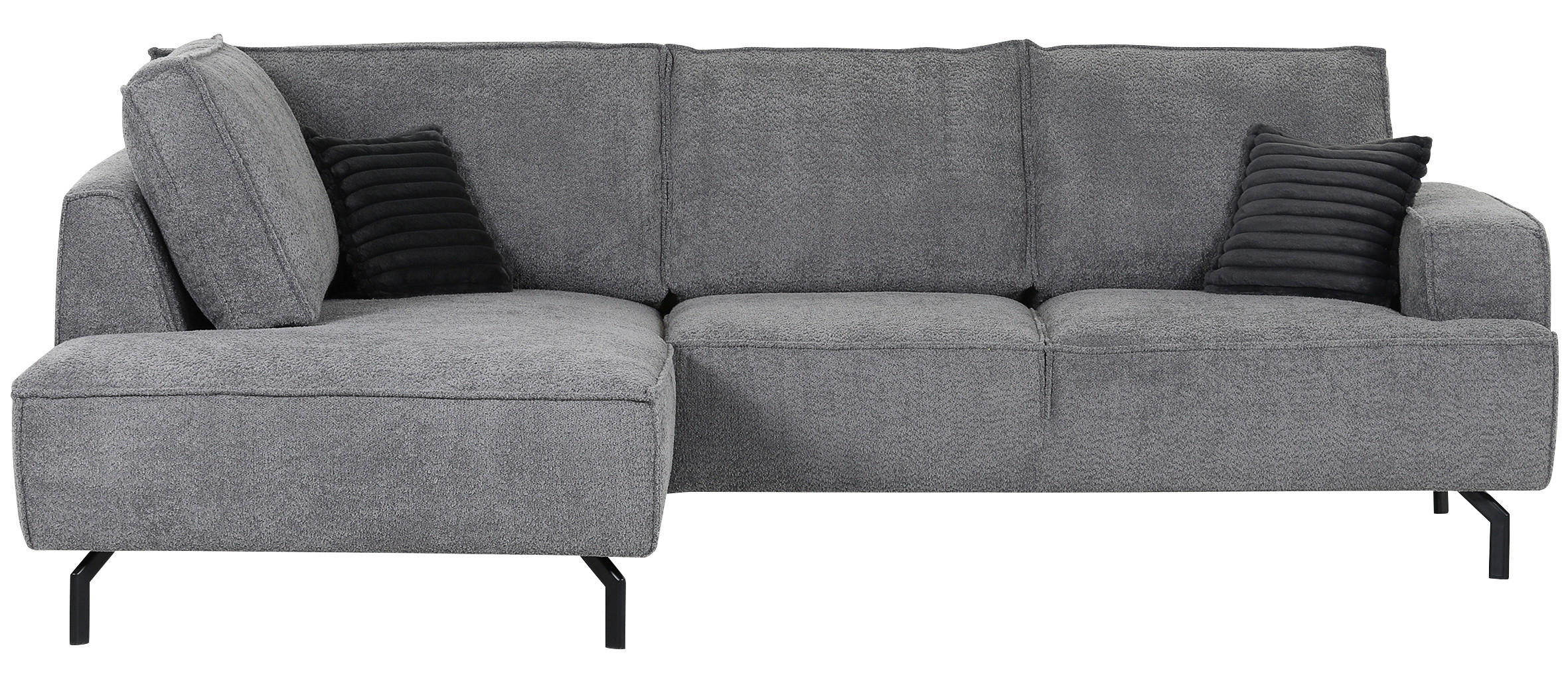 ECKSOFA in Teddystoff Grau  - Anthrazit/Schwarz, Konventionell, Textil/Metall (190/270cm) - Carryhome