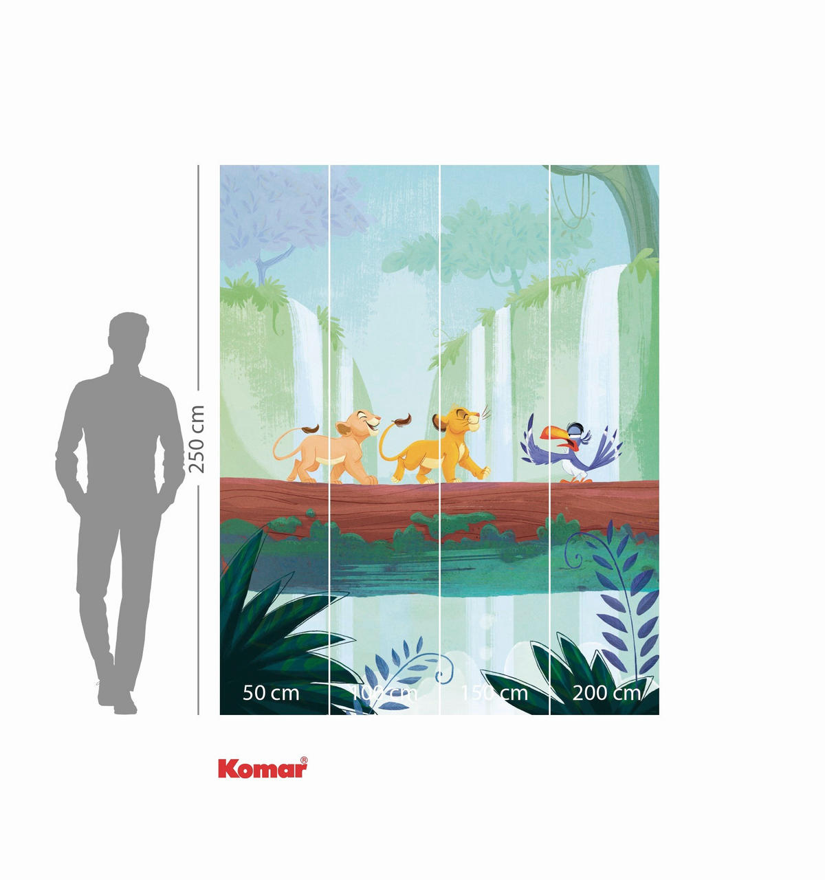 FOTOTAPETE THE LION KING WATERFALL  - Blau, Design, Textil (200/250cm) - Disney