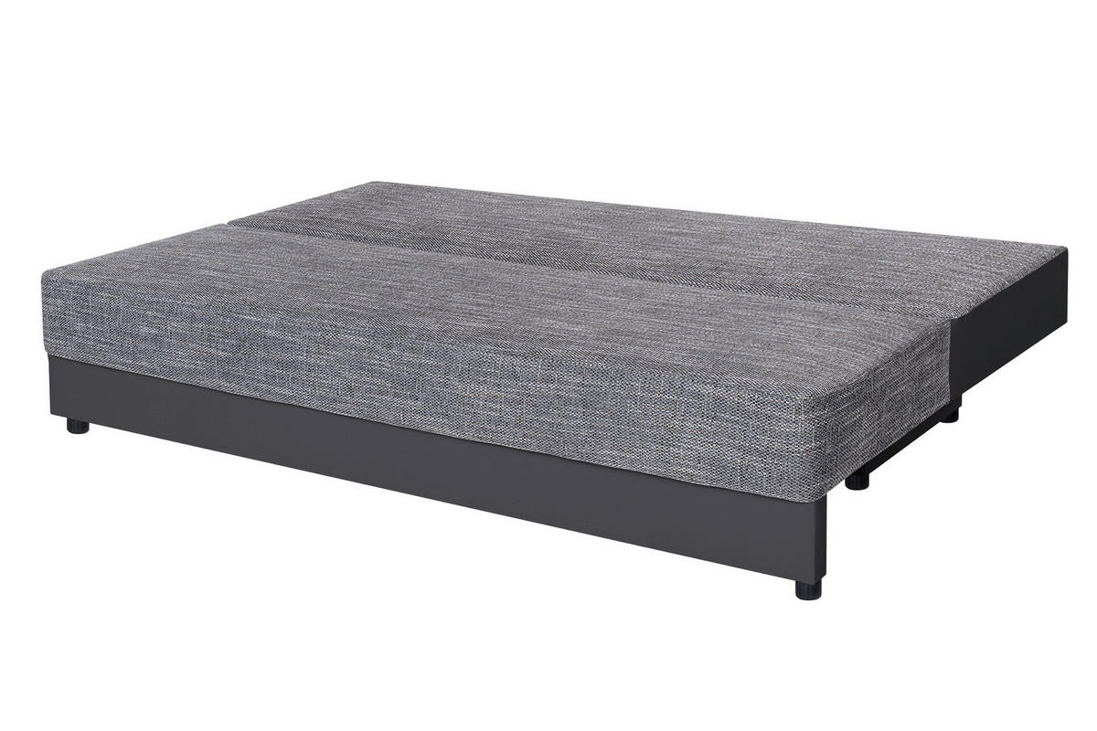 KANAPÉÁGY textil, faalapú anyag szürke  - fekete/szürke, Design, műanyag/faalapú anyag (200/90/103cm) - P & B