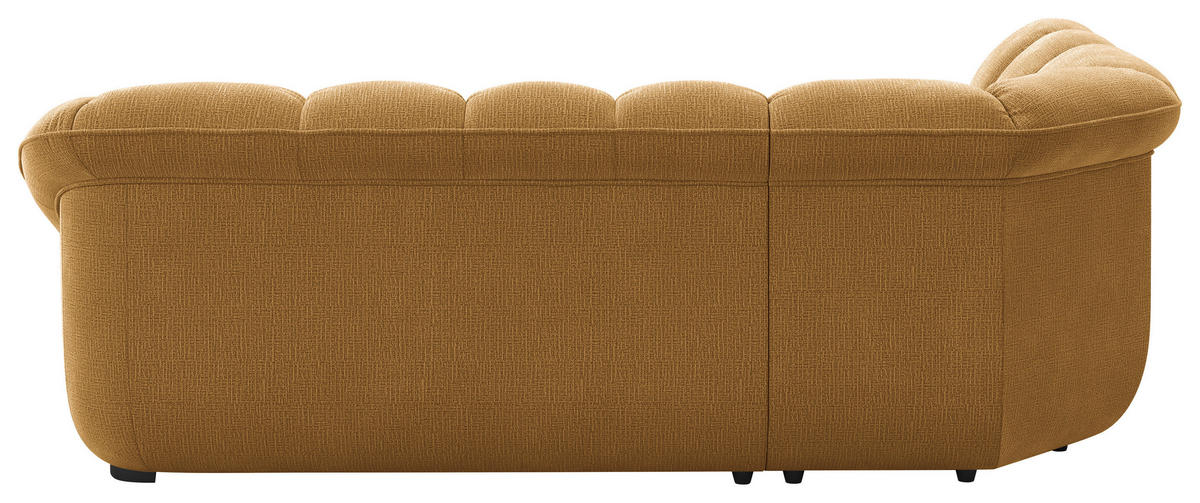 ECKSOFA Senfgelb Chenille Bettkasten, Schlaffunktion, Rücken echt  - Senfgelb/Schwarz, KONVENTIONELL, Kunststoff/Textil (222/260cm) - Welnova