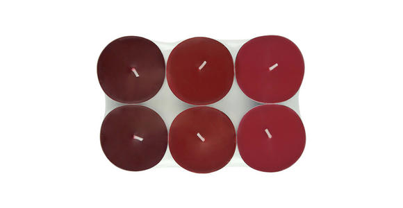 TEELICHTSET 6 Stück  - Bordeaux/Hellrot, Basics, Naturmaterialien/Paraffin (5,7/1,9cm) - Ambia Home