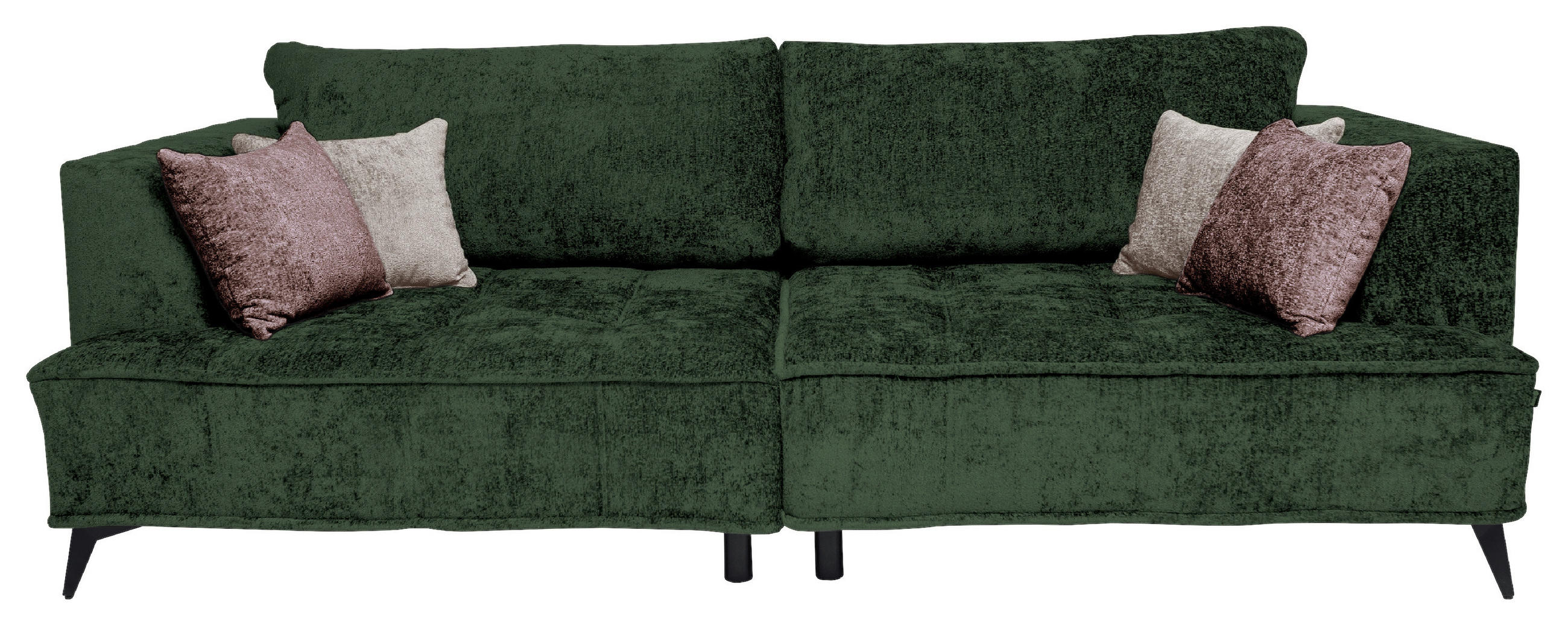 BIGSOFA in Chenille Dunkelgrün  - Dunkelgrün/Beige, Design, Textil/Metall (250/90/120cm) - home24