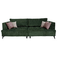 BIGSOFA in Chenille Dunkelgrün  - Dunkelgrün/Beige, Design, Textil/Metall (250/90/120cm) - home24