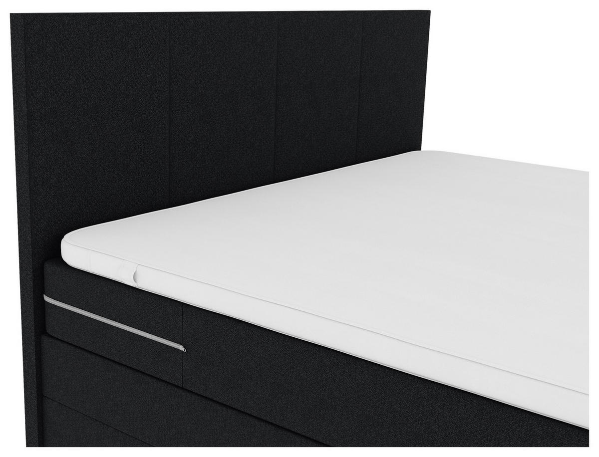 BOXSPRINGBETT 200/200 cm,  in Schwarz, Bettkasten, Topper, Matratzen, H3 = fest  - Chromfarben/Schwarz, KONVENTIONELL, Kunststoff/Textil (200/200cm) - Boxxx