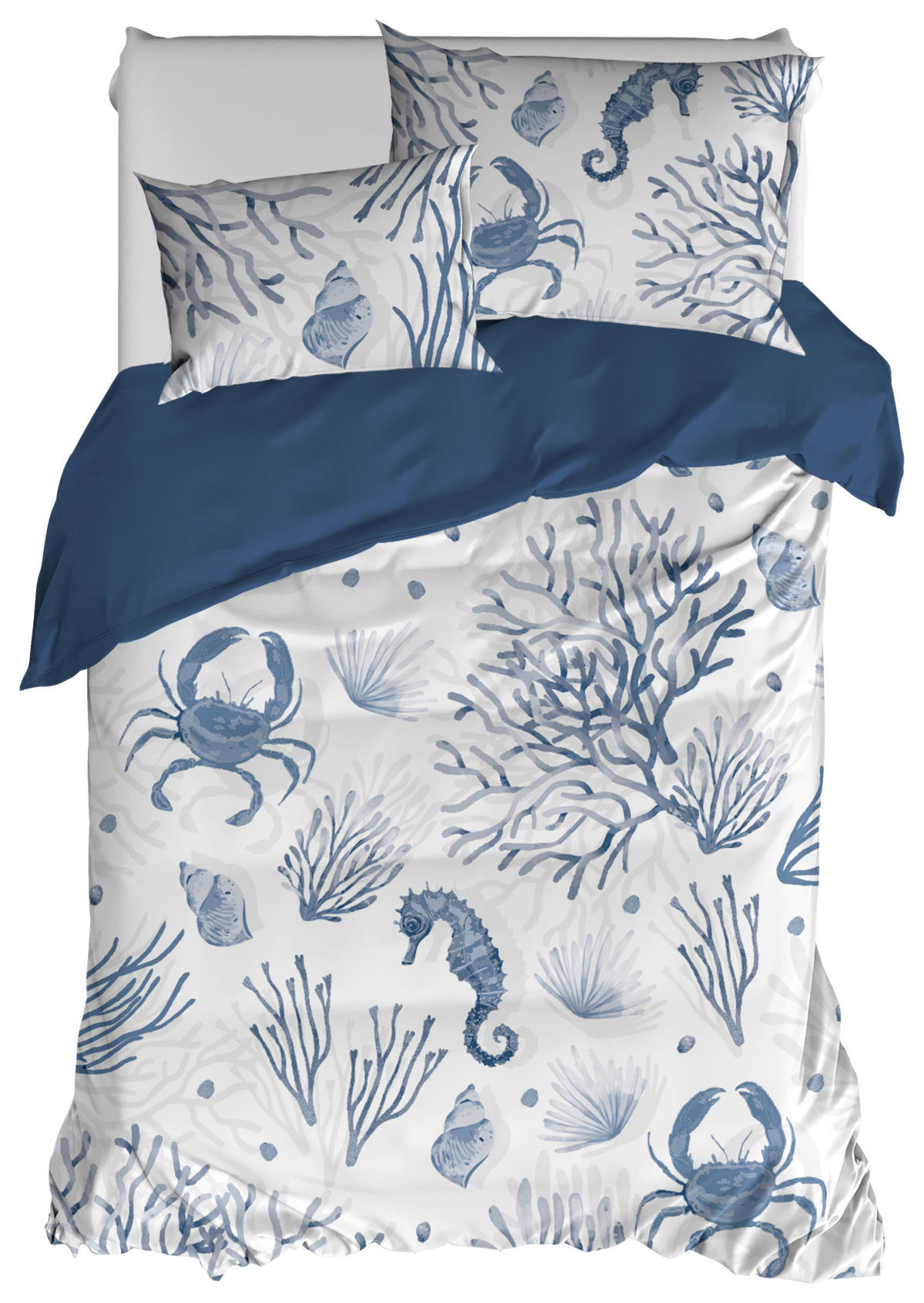 ÁGYNEMŰHUZAT-GARNITÚRA  - kék/fehér, Basics, textil (35cm)