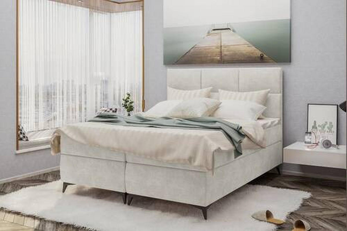 BOXBETT 160/200 cm  in Hellgrau  - Hellgrau/Schwarz, Konventionell, Textil/Metall (160/200cm) - Carryhome