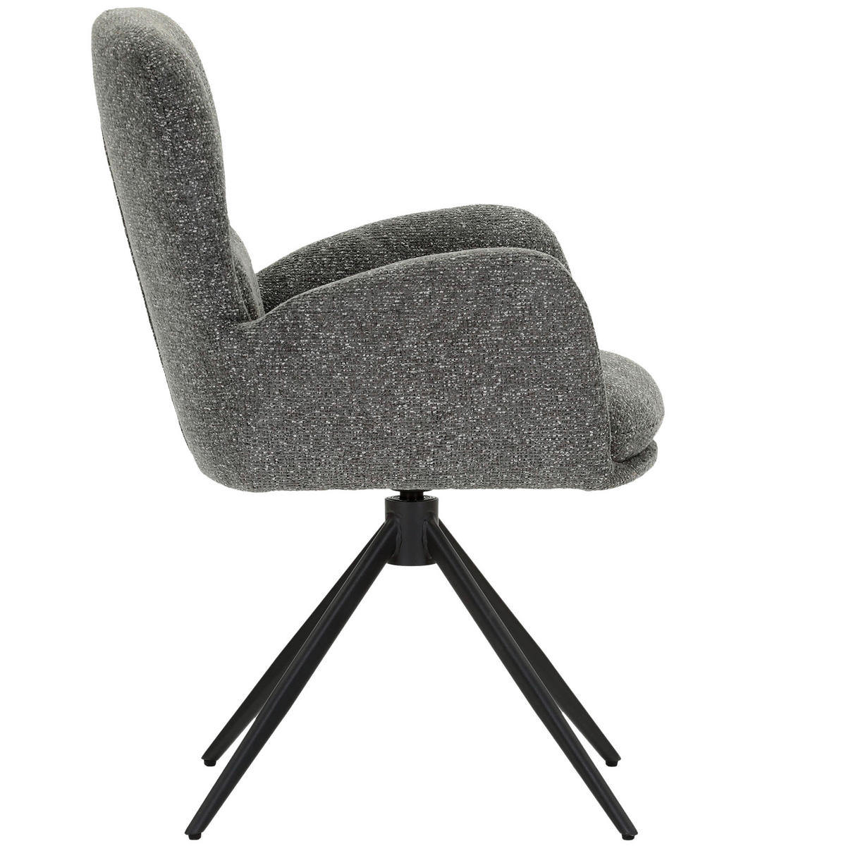 ARMLEHNSTUHL  Wippfunktion, Sitzfläche 360° drehbar, automatische Rückholfunktion Webstoff  Grau, Schwarz  - Schwarz/Grau, MODERN, Textil/Metall (63/91/65cm) - Hom`in
