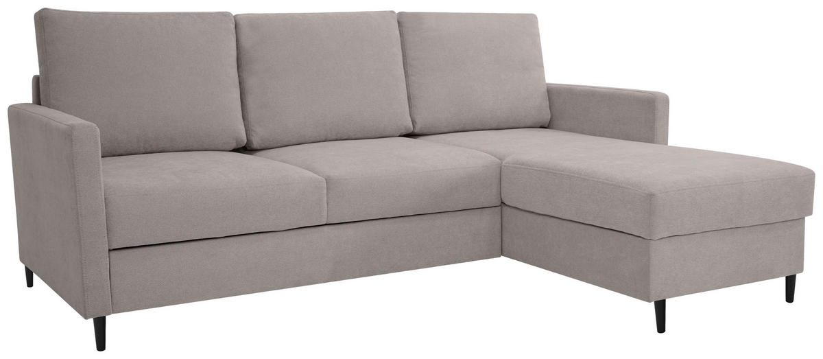 ECKSOFA Hellbraun Chenille  - Hellbraun/Schwarz, KONVENTIONELL, Holz/Textil (159/221cm) - Carryhome