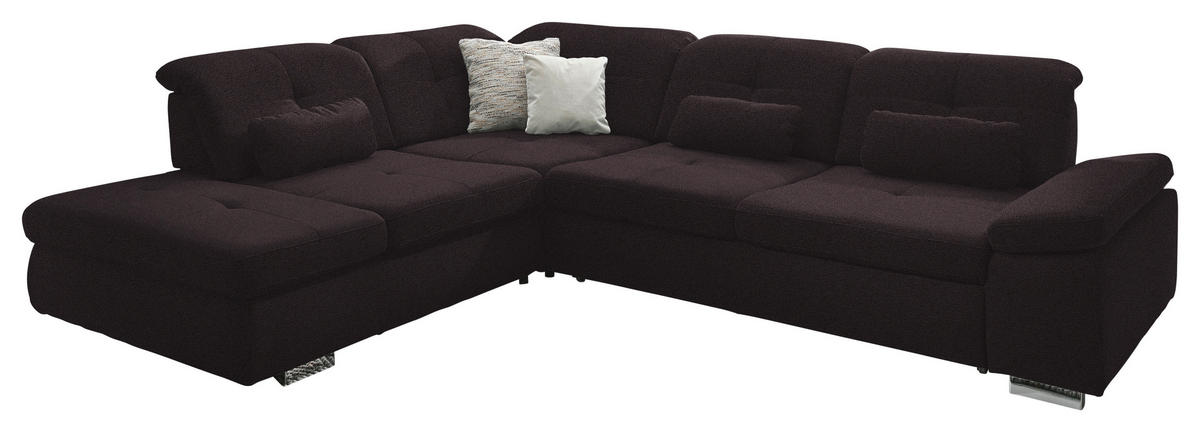 ECKSOFA  in Mikrofaser Mokka  260/312 cm  - Chromfarben/Mokka, Design, Textil/Metall (260/312cm) - Beldomo Style