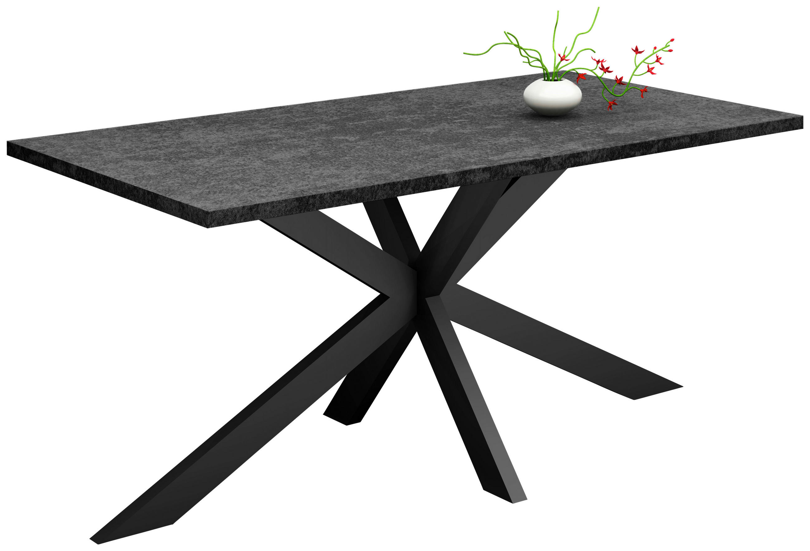 ESSTISCH rechteckig Graphitfarben, Schwarz  - Schwarz/Graphitfarben, MODERN, Holzwerkstoff/Metall (180/90/78cm) - Livetastic