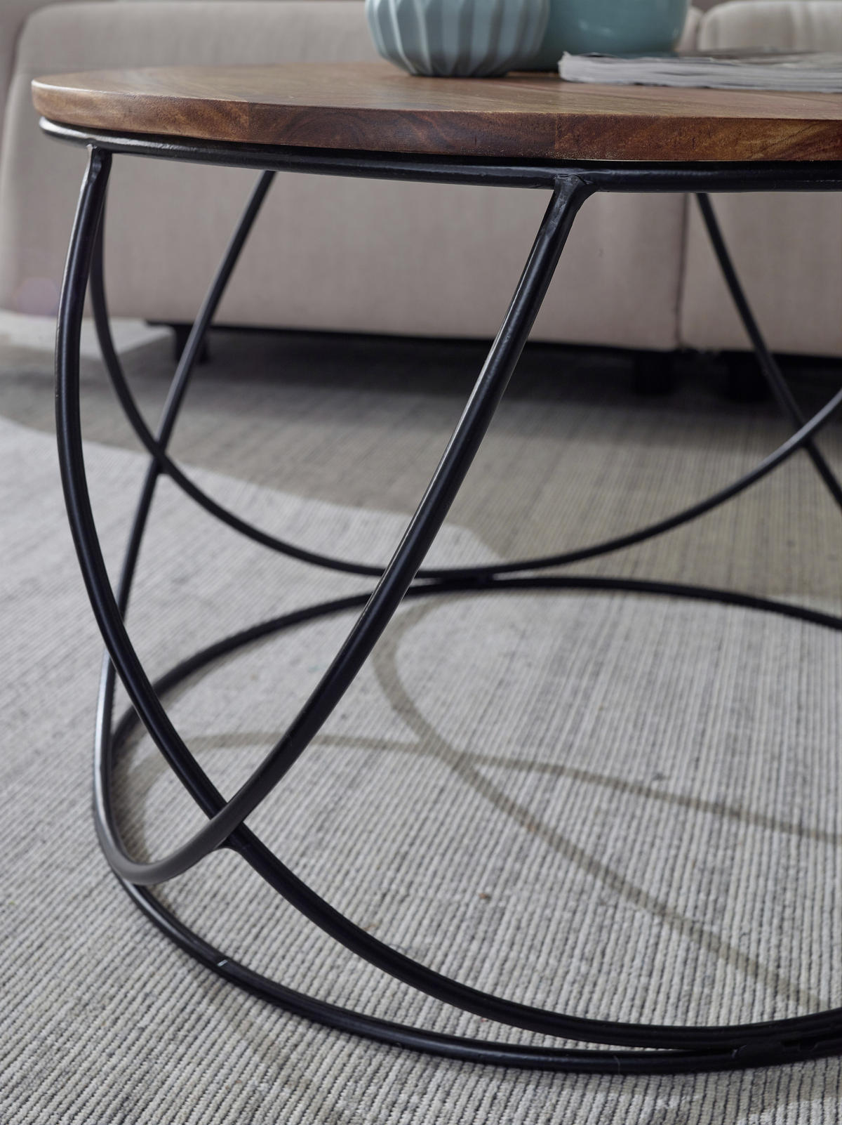 COUCHTISCH in Holz 60/60/40 cm  - Sheeshamfarben/Schwarz, KONVENTIONELL, Holz/Metall (60/60/40cm) - MID.YOU